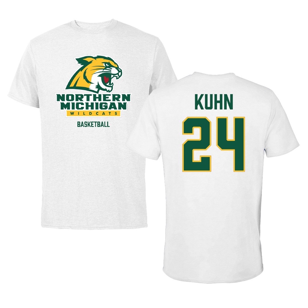 Northern Michigan University Basketball (W) White Performance Tee - #24 Makaylee Kuhn