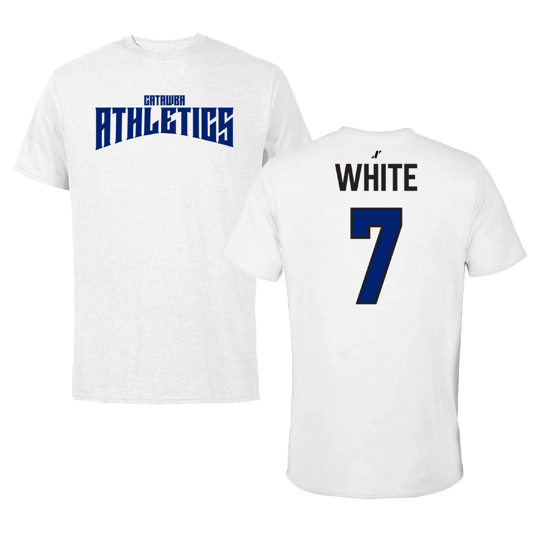 Catawba College Football White Classic Performance Tee - #7 Rhyan White