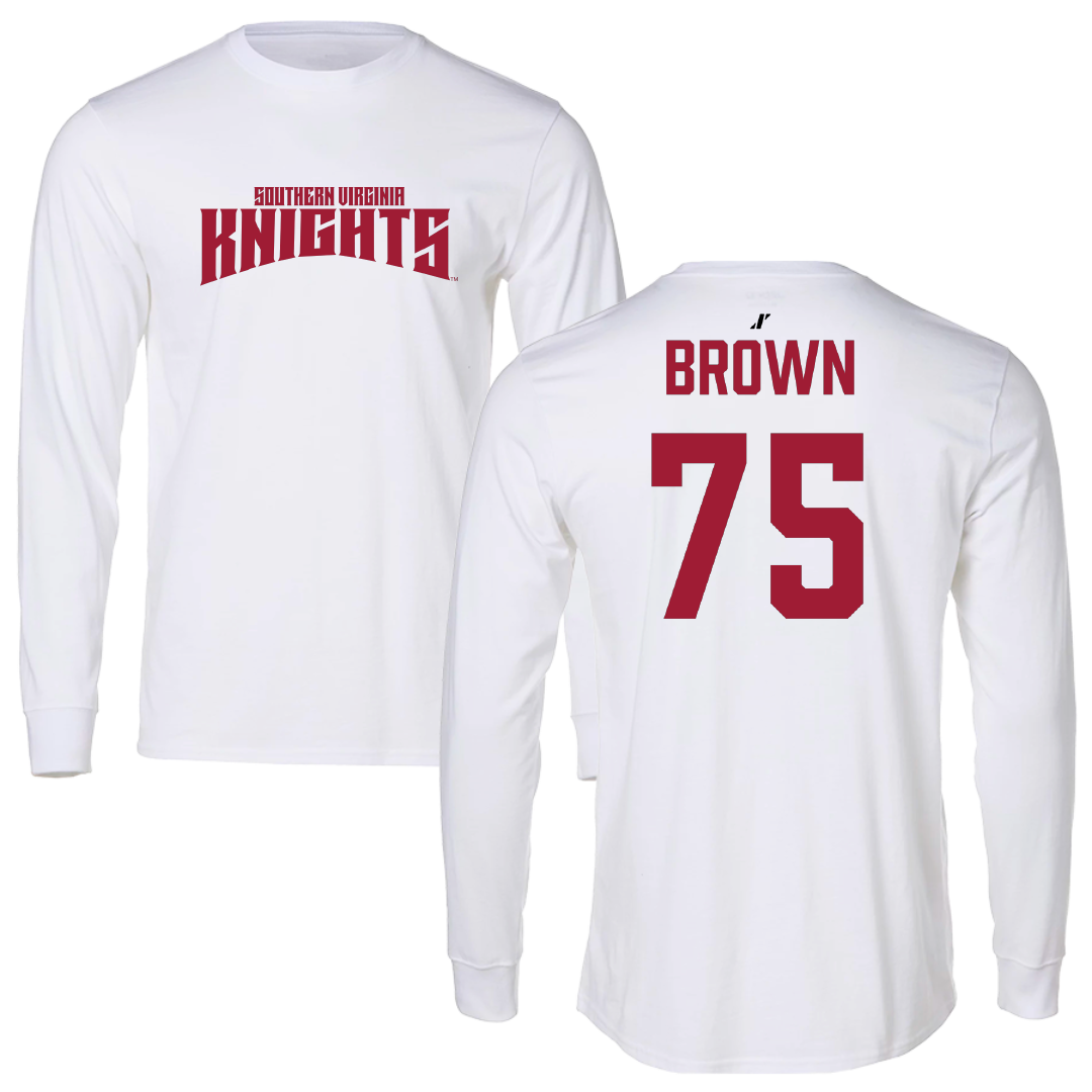 Southern Virginia University Football White Classic Performance Long Sleeve - #75 Peyton Brown