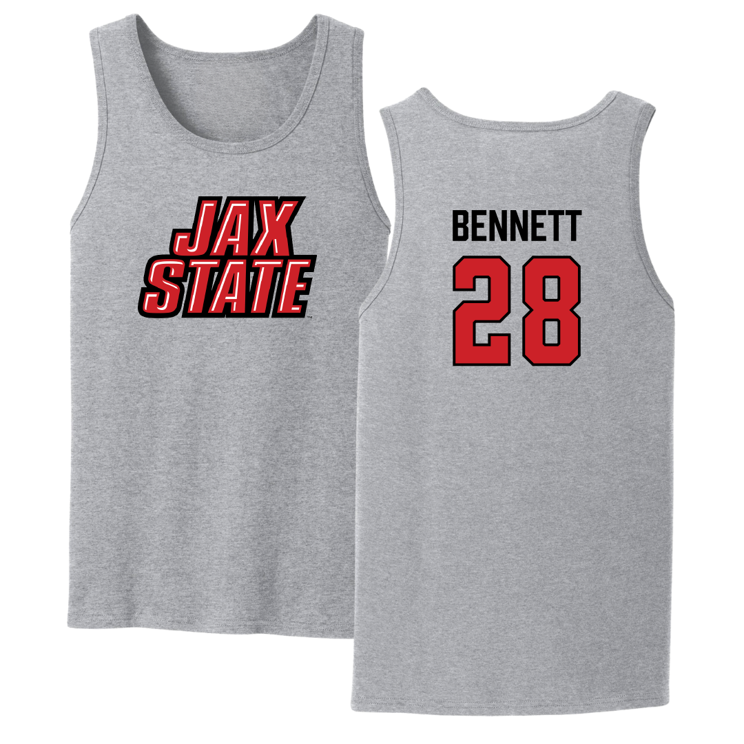 Jacksonville State University Football Sport Gray Tank Top - #28 Reggion Bennett