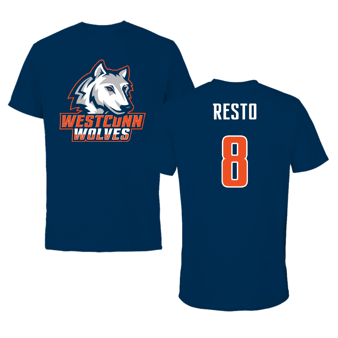 Western Connecticut State University Softball Navy Wolves Tee - #8 Alexis Resto