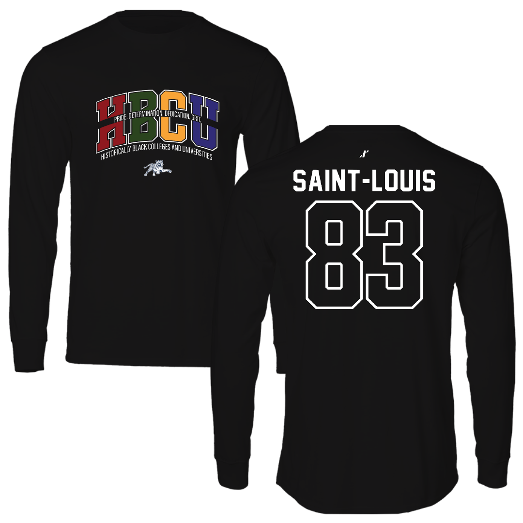 Jackson State University Football Black HBCU Performance Long Sleeve - #83 Sebastien Saint-Louis