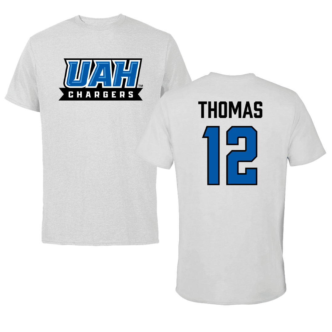 Huntsville Basketball (M) Light Gray Tee - #12 Nylan Thomas