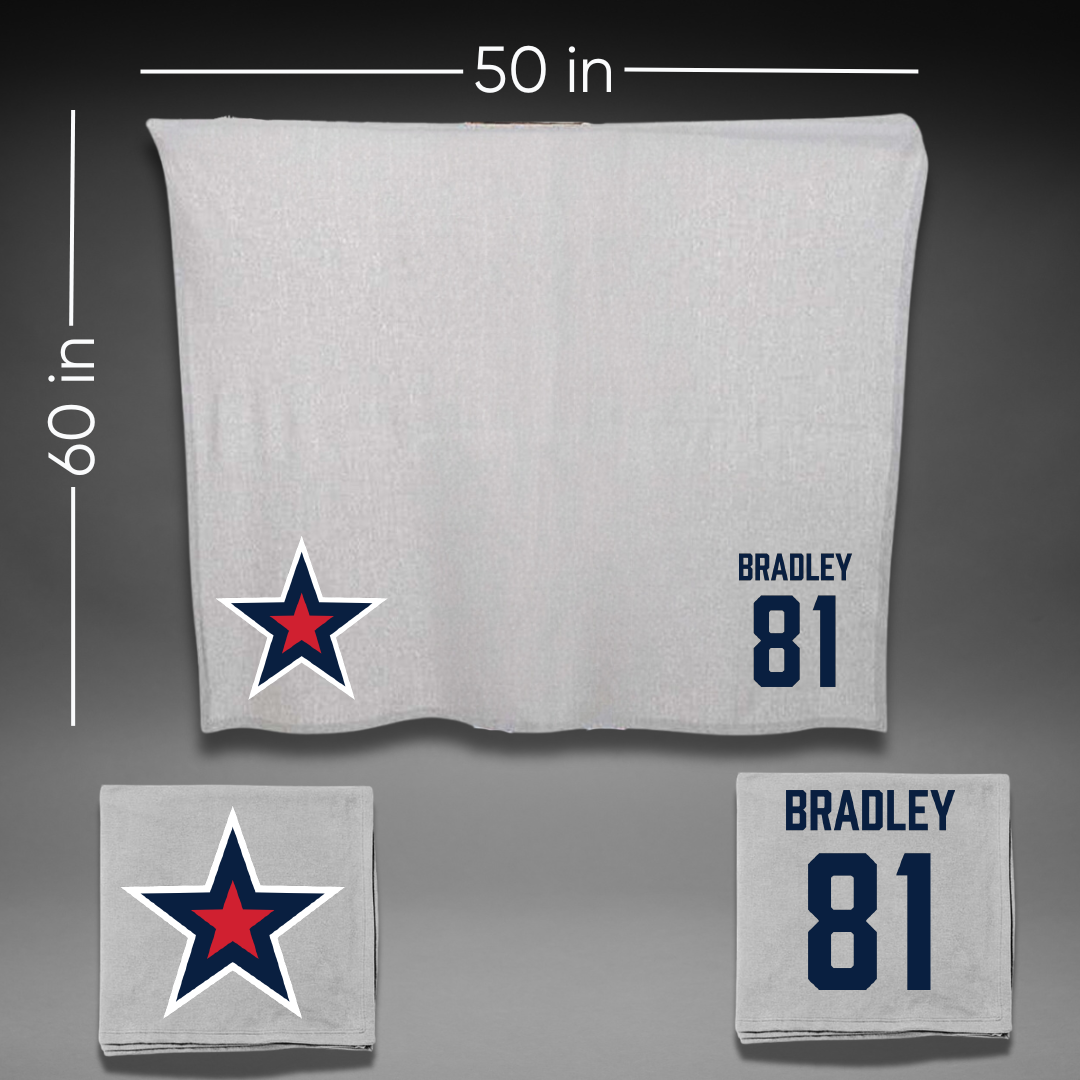 Robert Morris University Football Gray Blanket - #81 Rashad Bradley