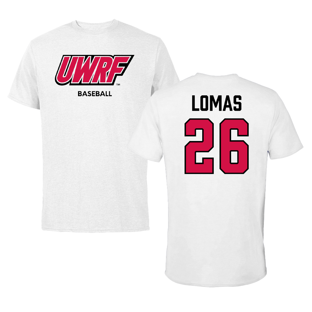 University of Wisconsin-River Falls Baseball White Block Tee - #26 Caydon Lomas
