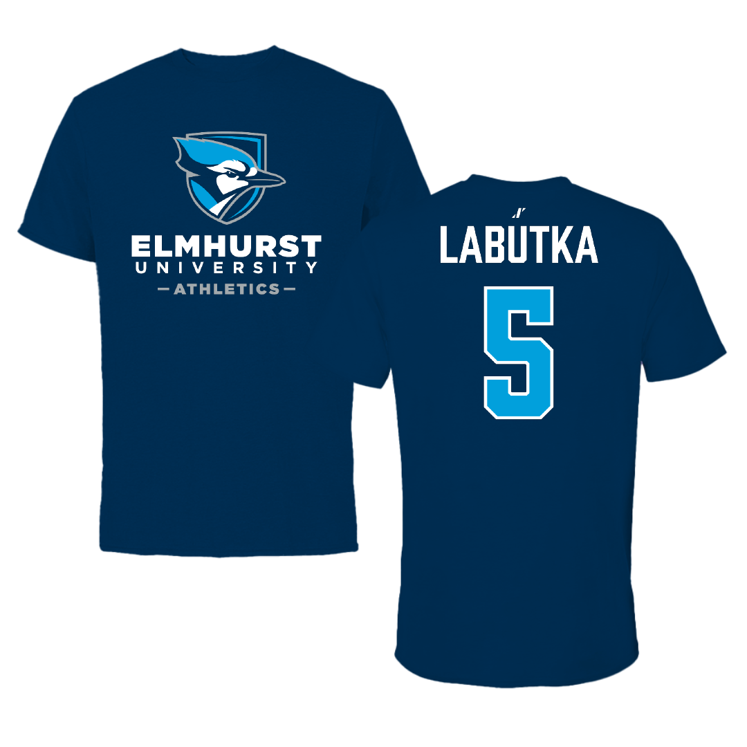 Elmhurst University Baseball Navy Performance Tee - #5 Benjamin Labutka