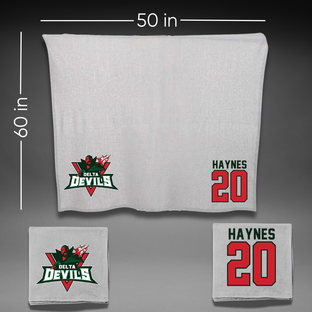 Mississippi Valley State University Baseball Gray Blanket - #20 Jaxon Haynes
