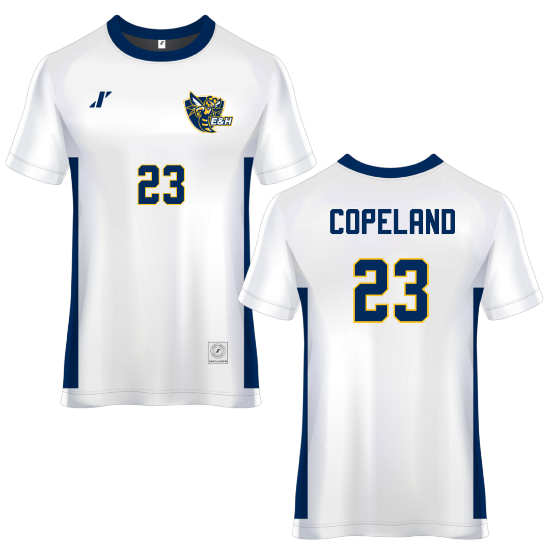 Emory & Henry College White Soccer Jersey - #23 Dylan Copeland