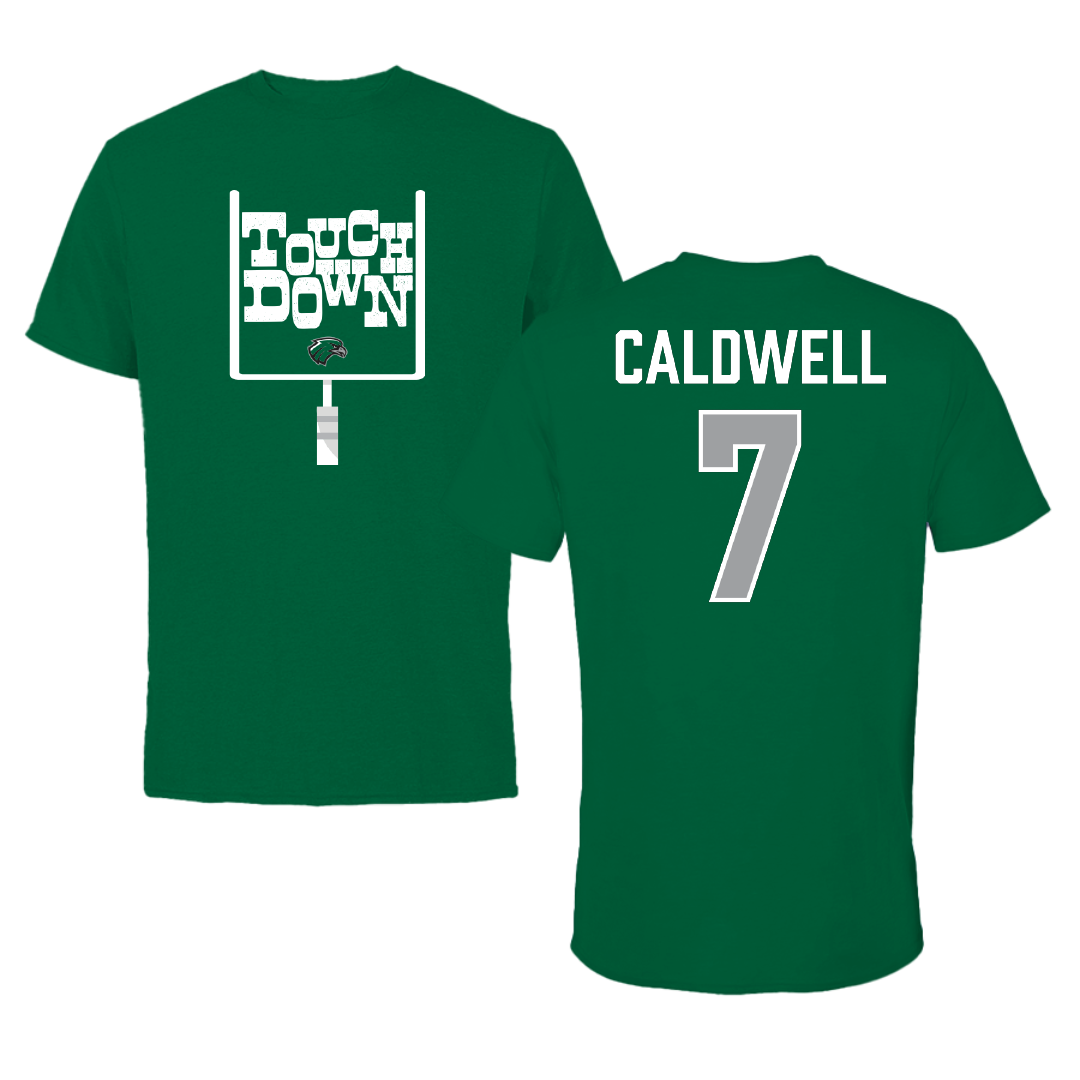 Northeastern State University Football Green Touchdown Performance Tee - #7 Jaquavion Caldwell