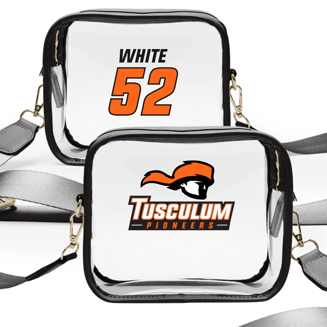 Tusculum University Football Black Clear Stadium Bag - #52 Johnathan White