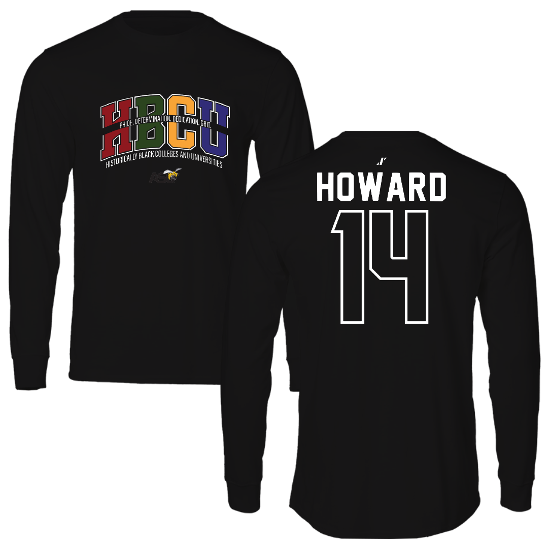 Alabama State University Flag Football Black HBCU Performance Long Sleeve - #14 Saneah Howard