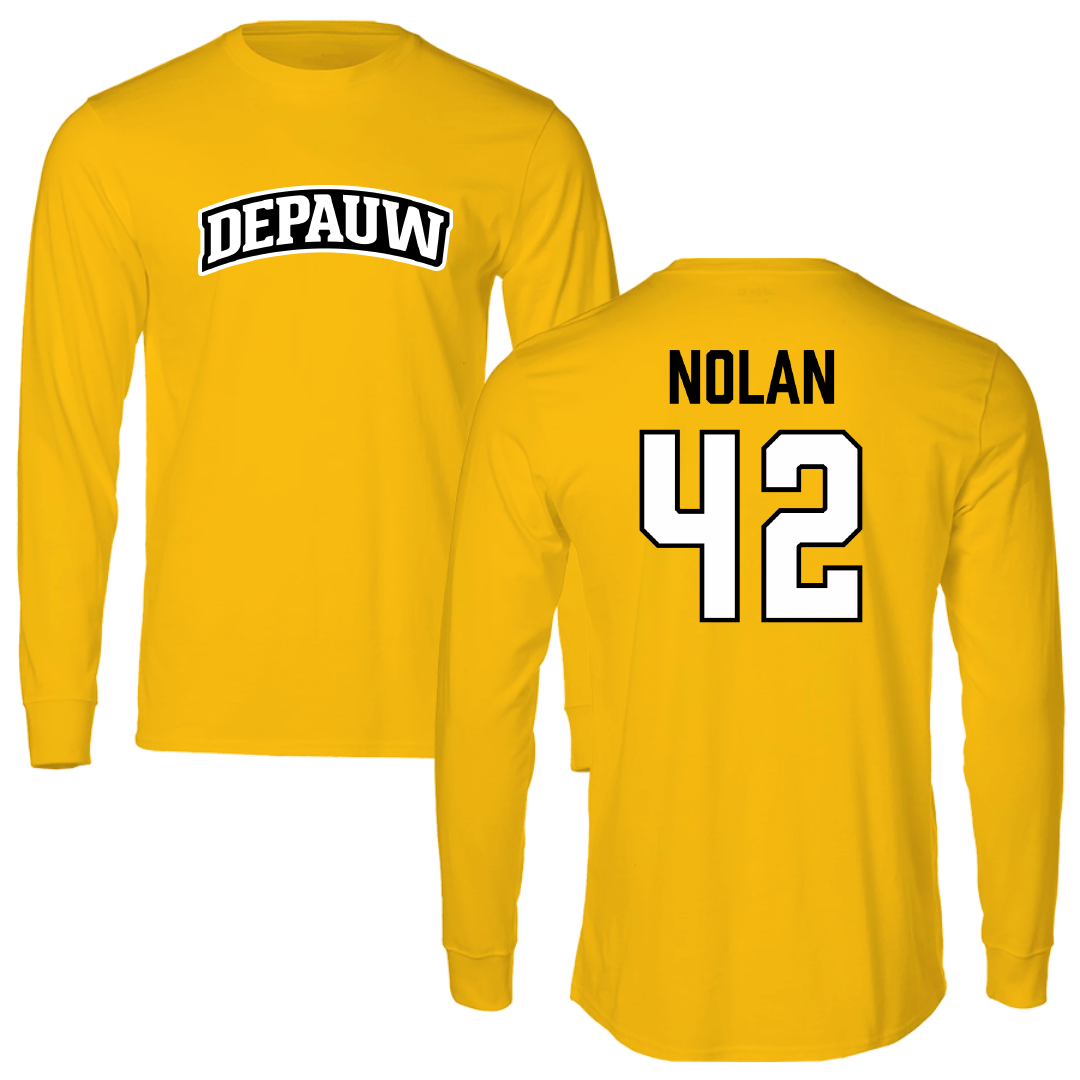 DePauw University Football Gold Long Sleeve - #42 Luke Nolan