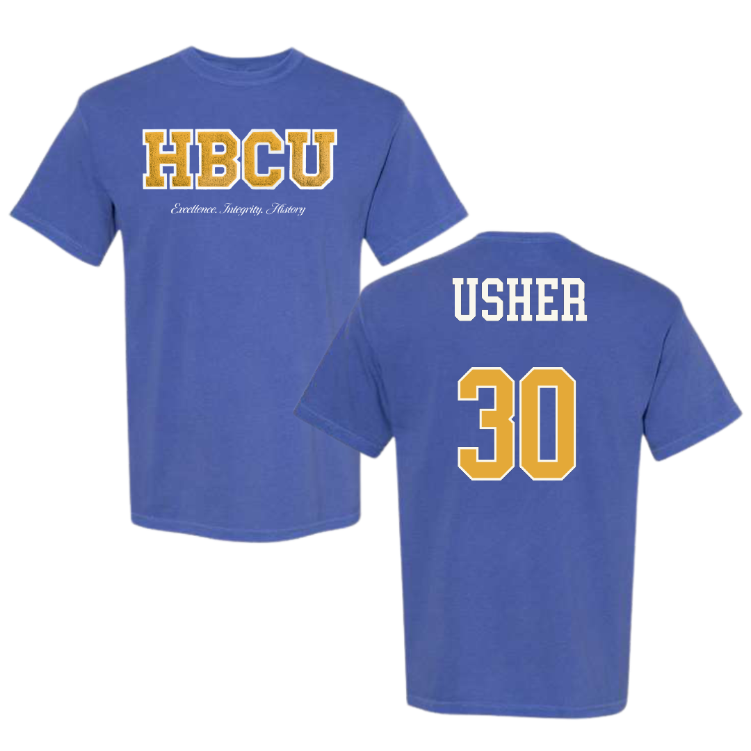 Albany State University Baseball Blue HBCU Varsity Comfort Colors Tee - #30 Perry Usher