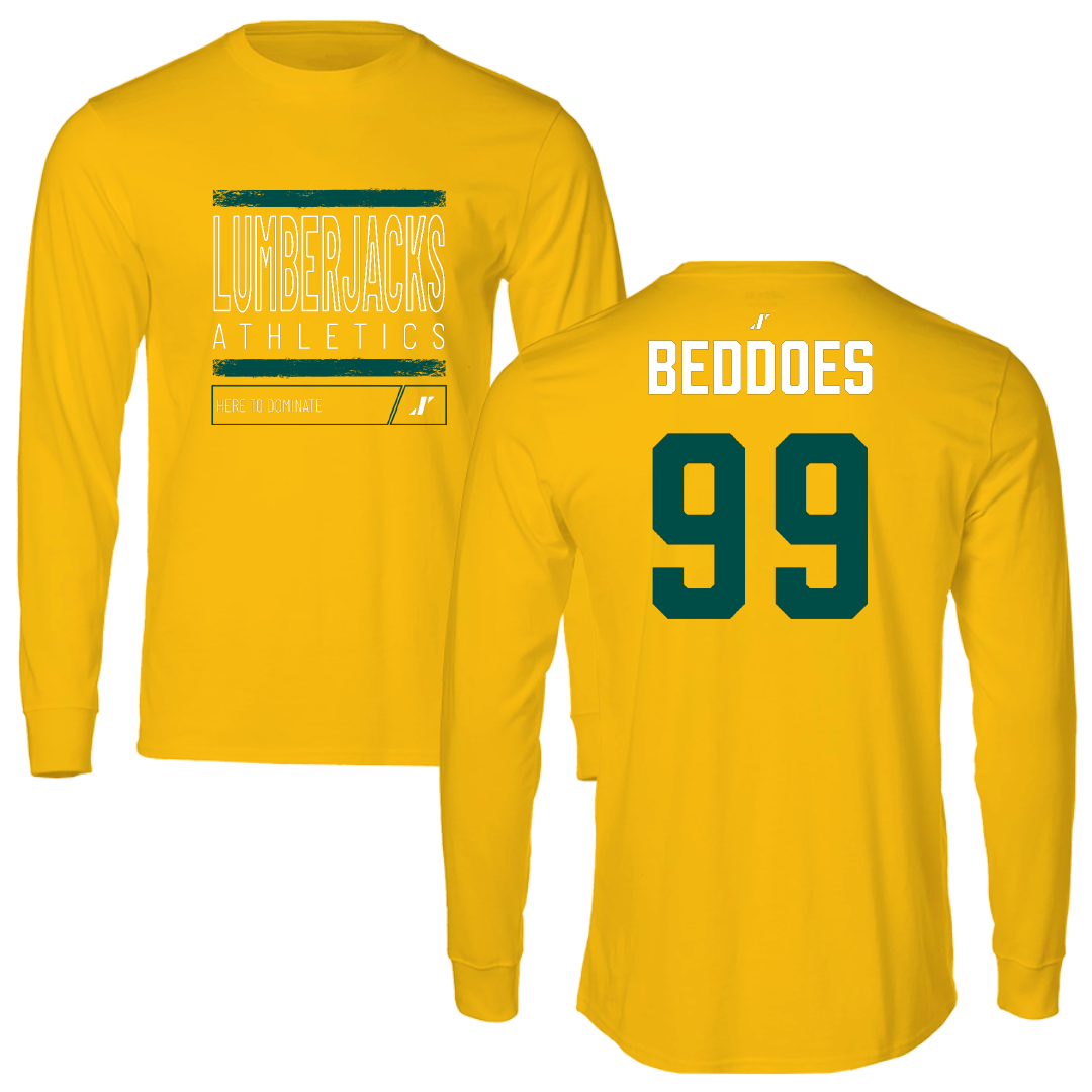 Cal Poly Humboldt Soccer Gold Dominate Long Sleeve - #99 Ariana Beddoes