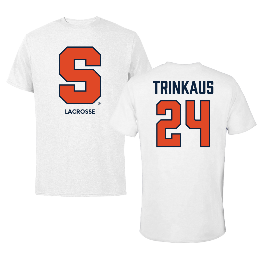 Syracuse University Lacrosse (W) White Tee - #24 Caroline Trinkaus