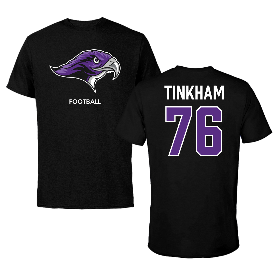 Stonehill College Football Black Tee - #76 Nick Tinkham
