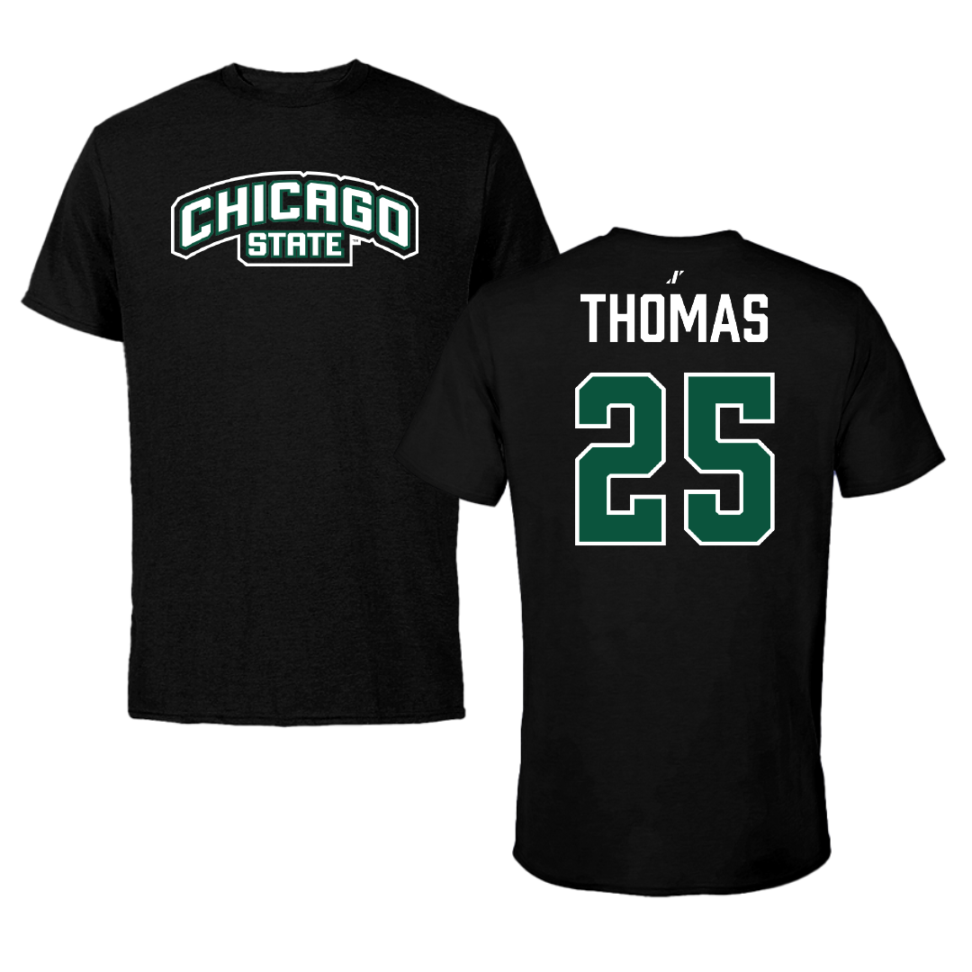 Chicago State University Basketball Black Tee - #25 Dakari Thomas
