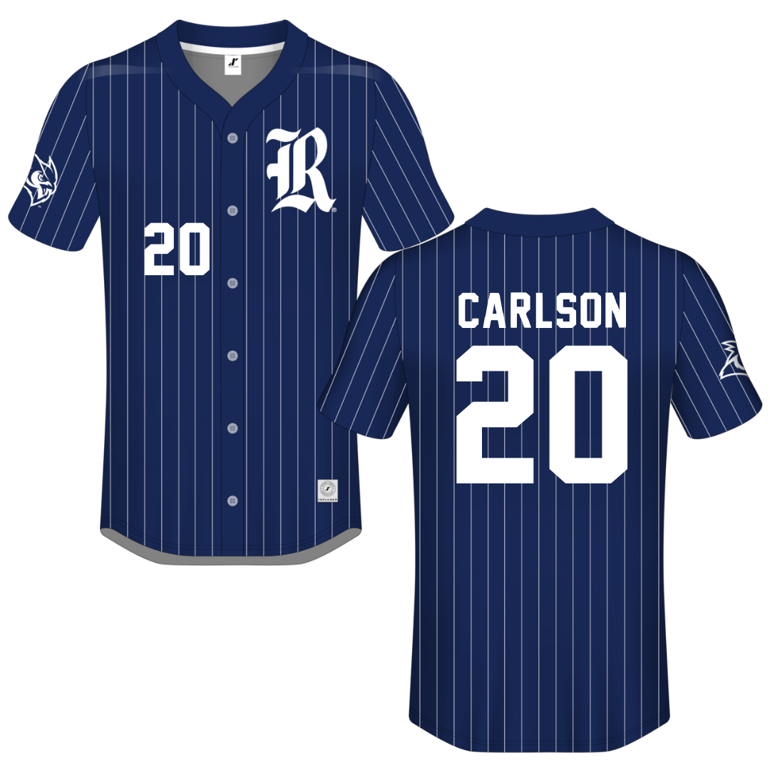Rice University Navy Pinstripe Button-Down Jersey - #20 Gunnett Carlson