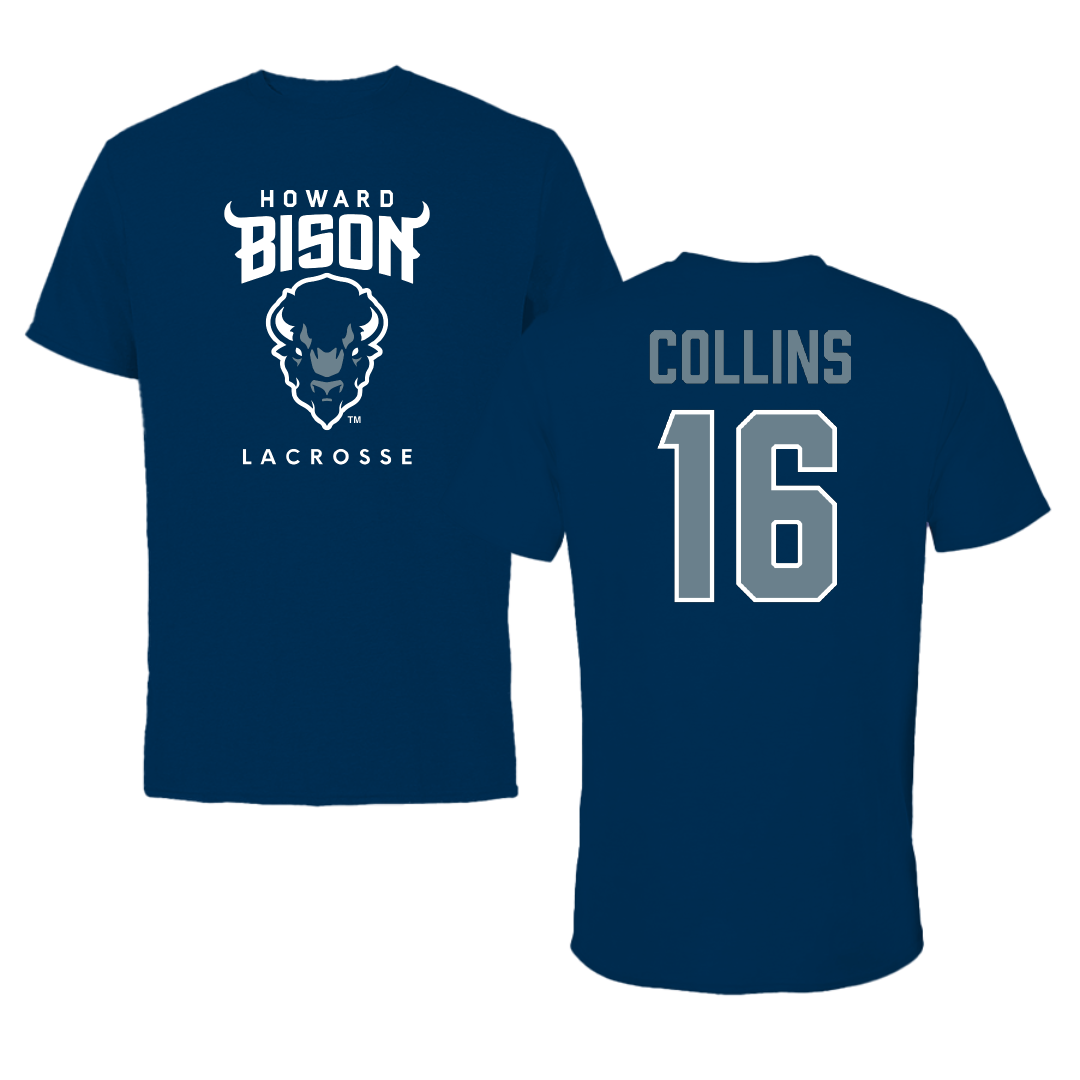 Howard University Lacrosse (W) Navy Performance Tee - #16 Layla Collins