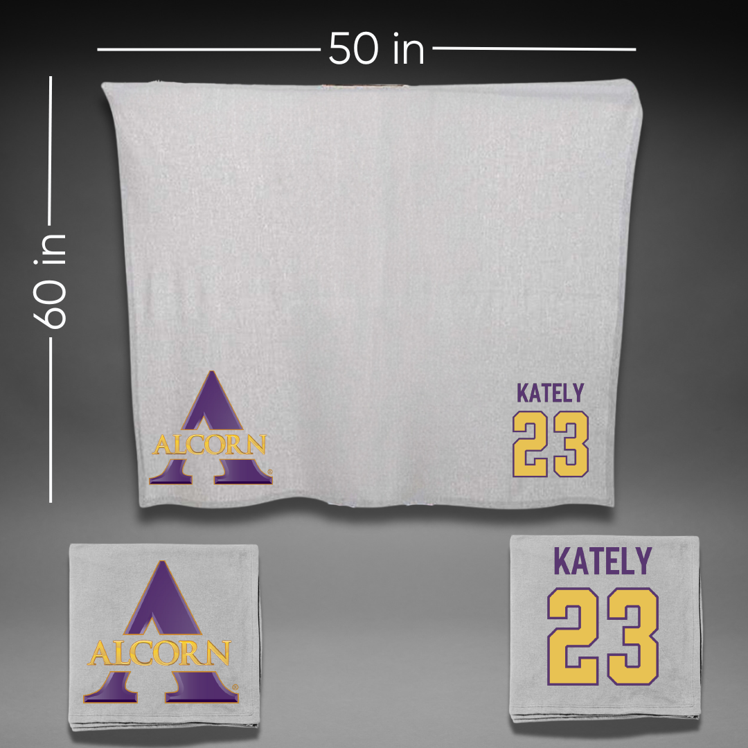 Alcorn State University Football Gray Blanket - #23 Xavier Kately