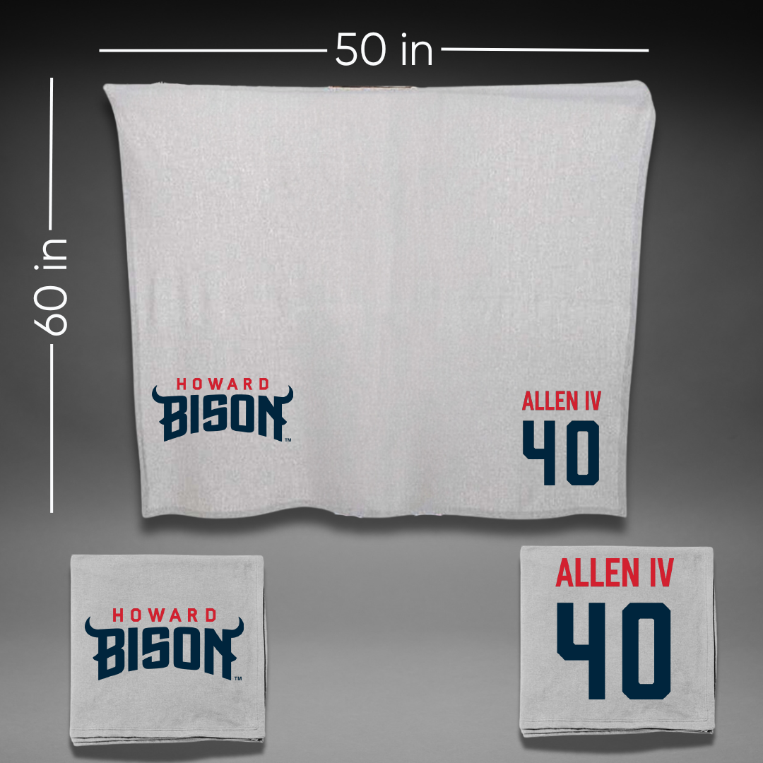 Howard University Football Gray Blanket - #40 Liam Allen IV
