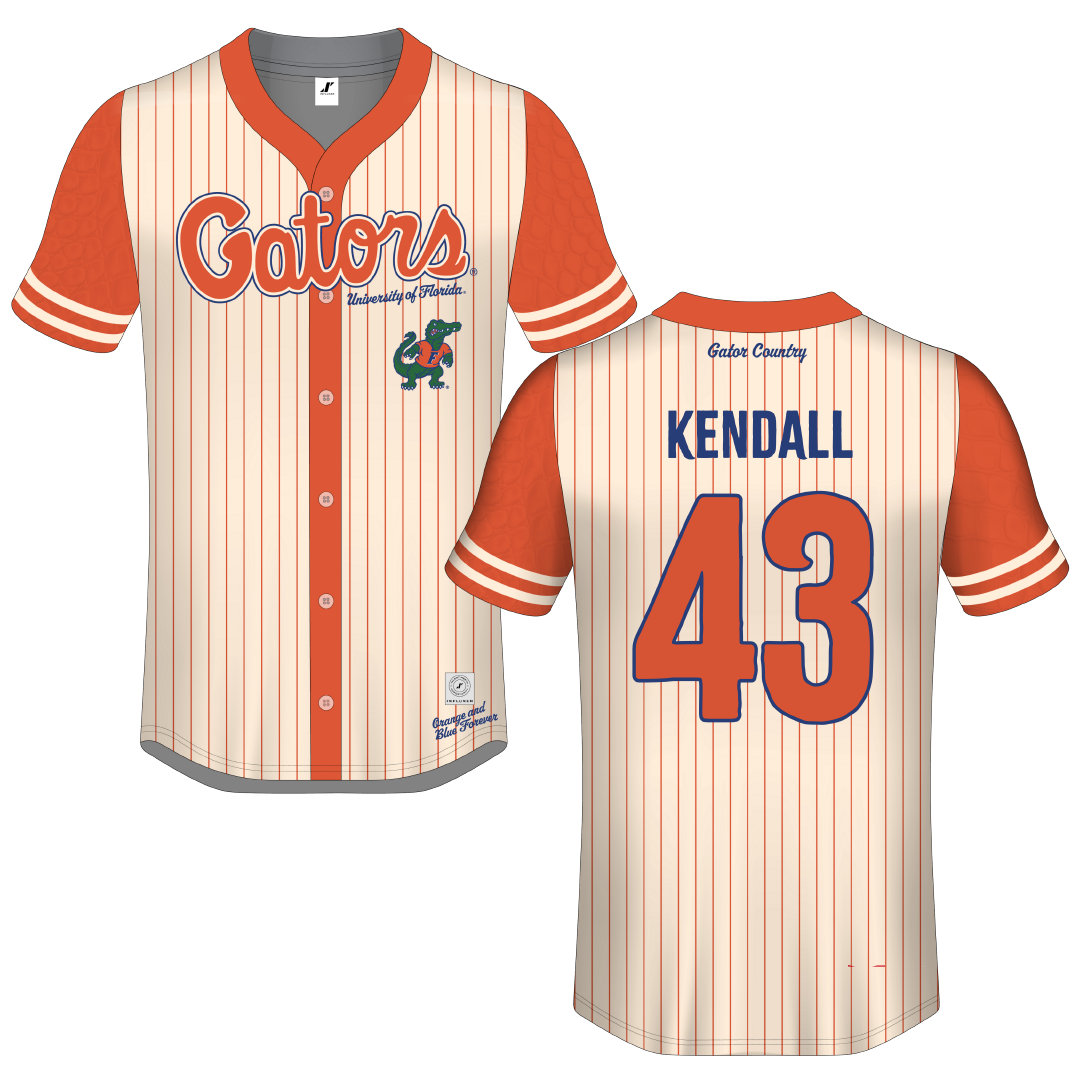 University of Florida Cream Campus Connect Button-Down Jersey - #43 Jacob Kendall
