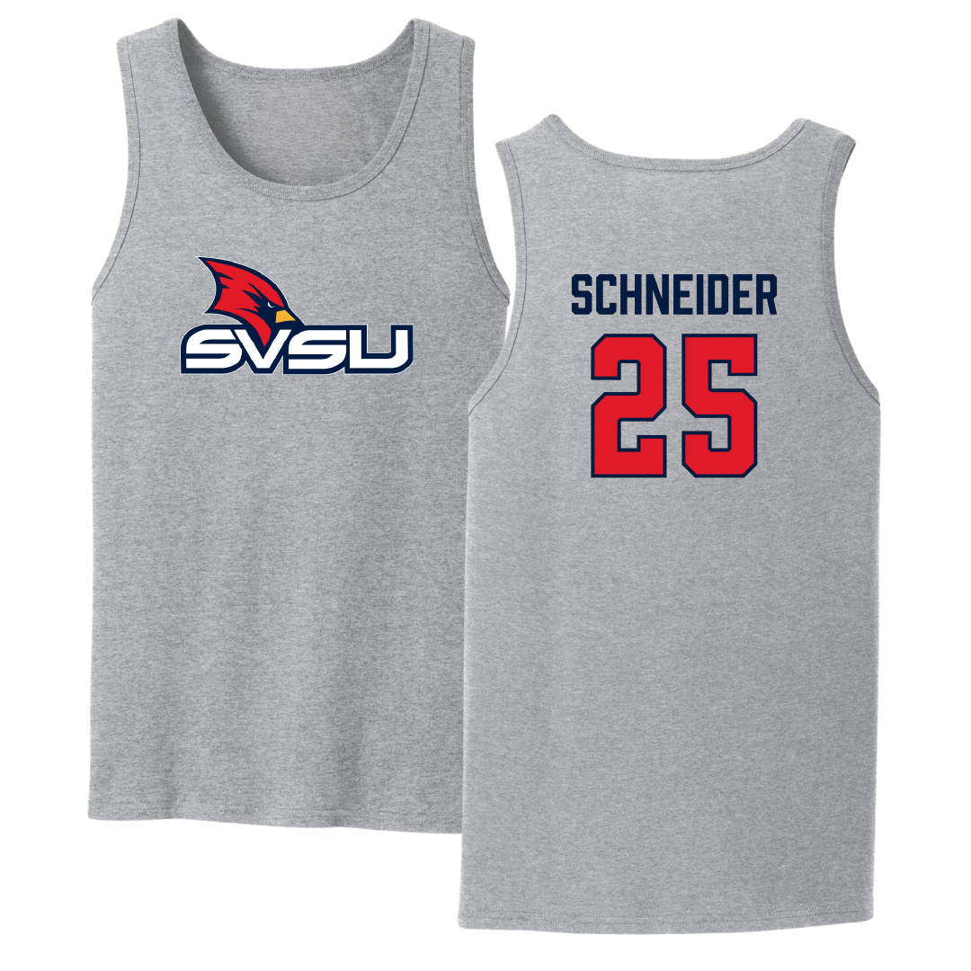 Saginaw Valley State University Softball Sport Gray Tank Top - #25 Ella Schneider