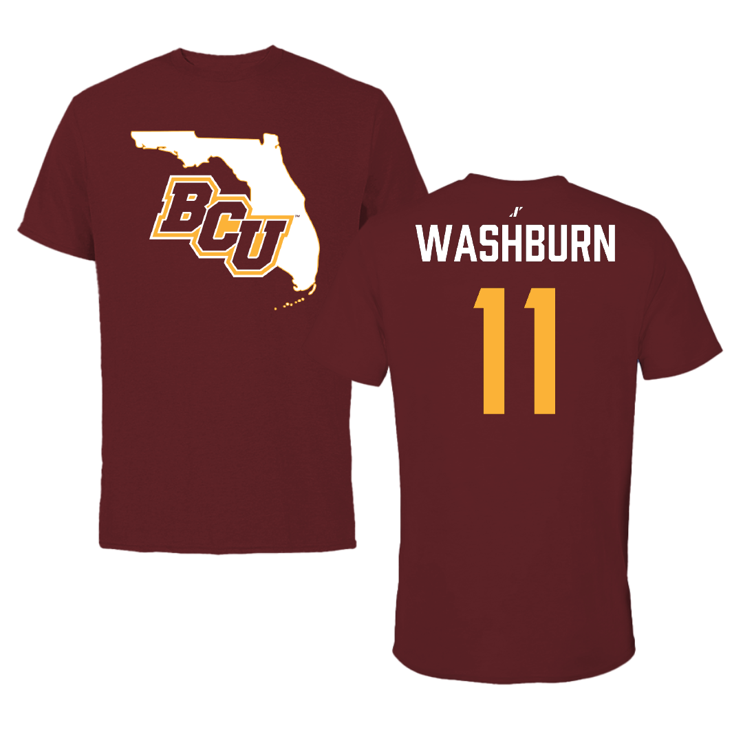 Bethune-Cookman University Football Maroon State Performance Tee - #11 Isaiah Washburn