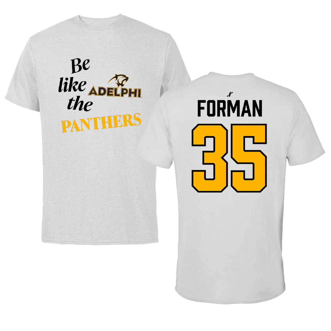 Adelphi University Baseball Light Gray Be Like Us Tee - #35 CJ Forman