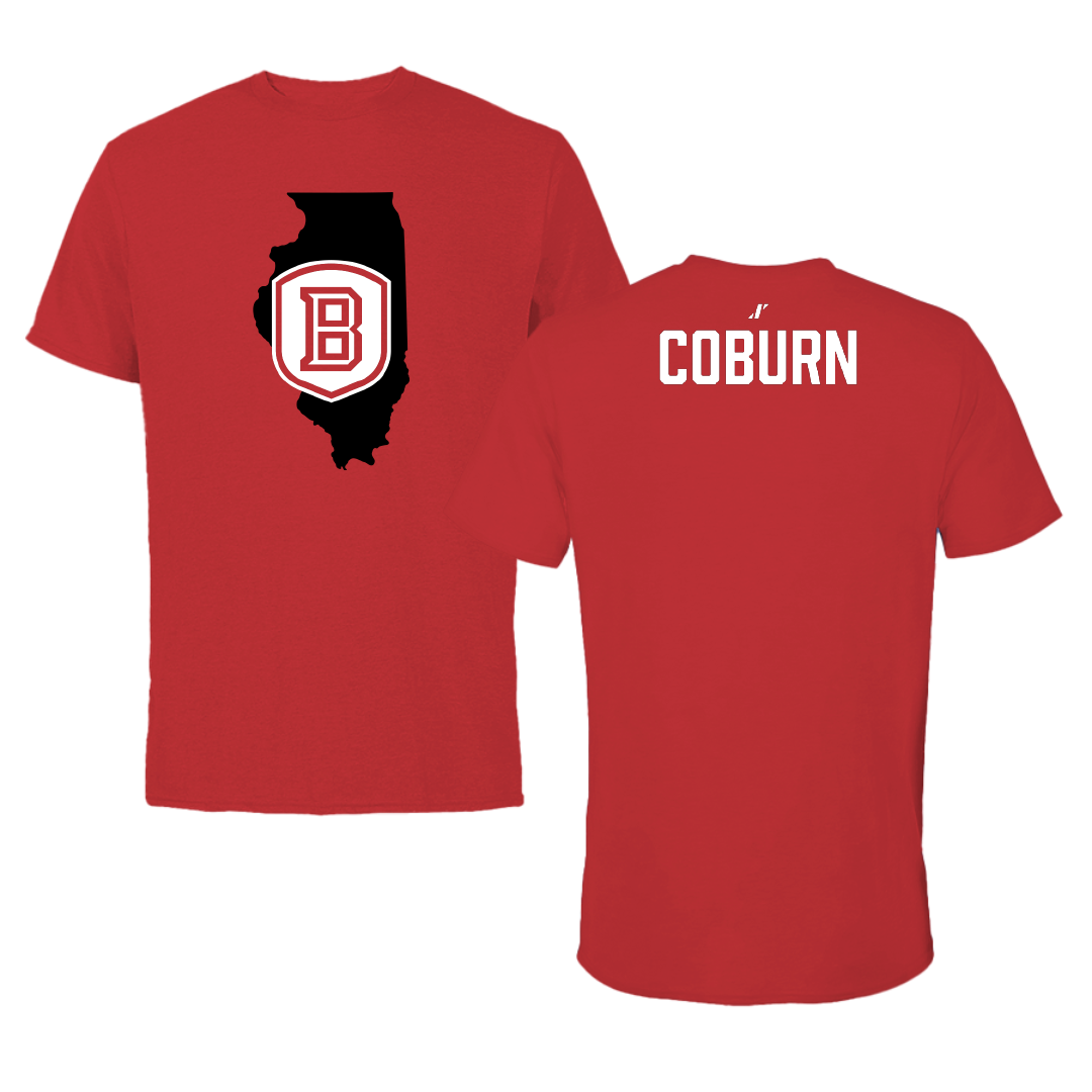 Bradley University Golf Red State Performance Tee - Peyton Coburn