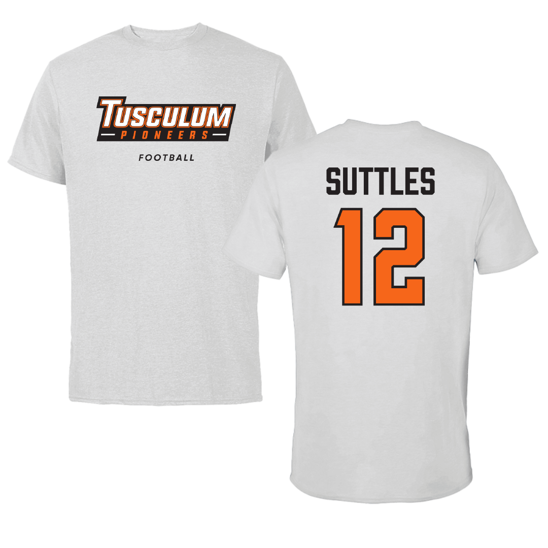 Tusculum University Football Light Gray Performance Tee - #12 Ron Suttles