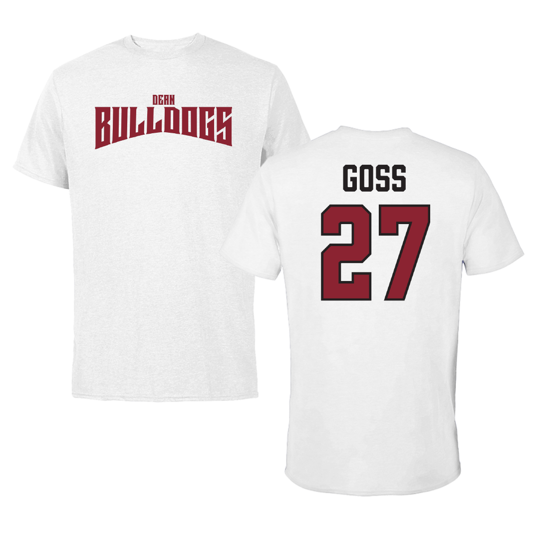 Dean College Baseball White Classic Performance Tee - #27 Gavin Goss