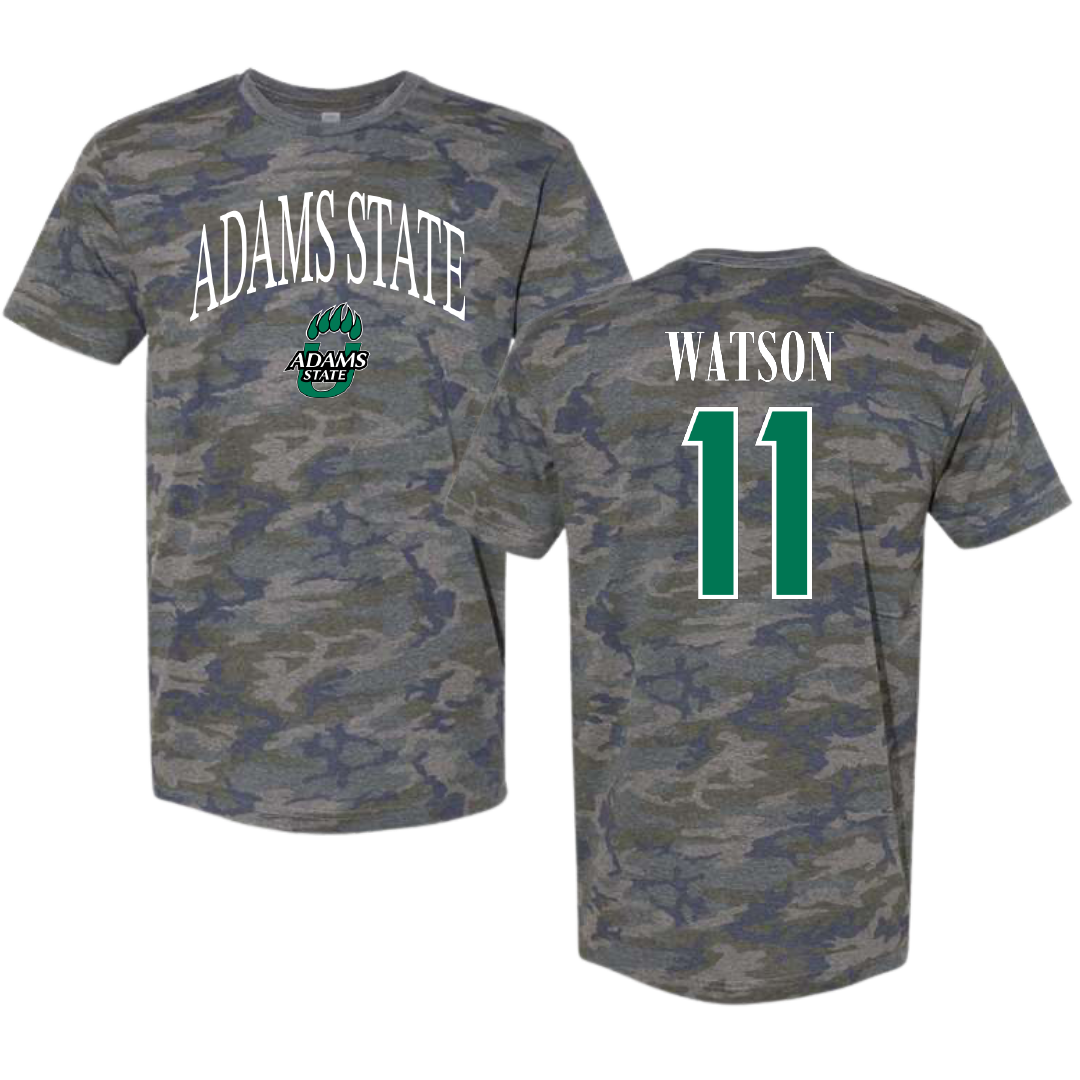 Adams State University Basketball Vintage Camo Tee - #11 Elaina Watson