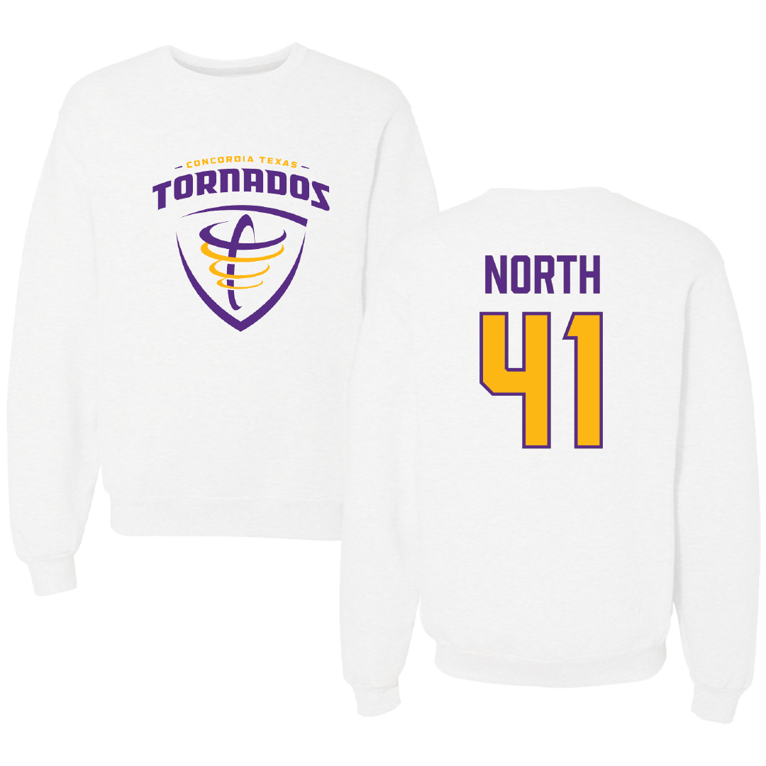 Concordia University (Texas) Baseball White Crewneck - #41 Chase North
