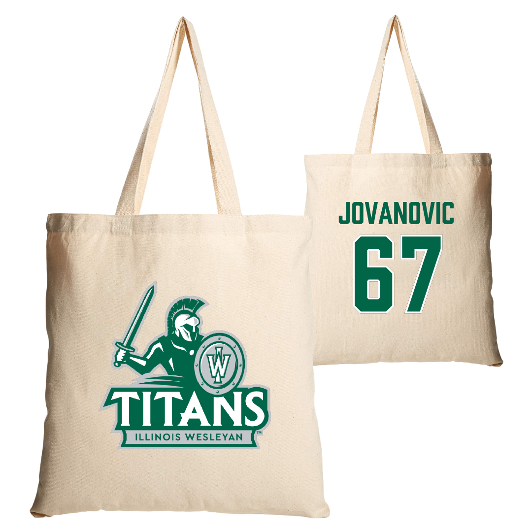 Illinois Wesleyan University Football Tan Canvas Tote Bag - #67 Mihailo Jovanovic