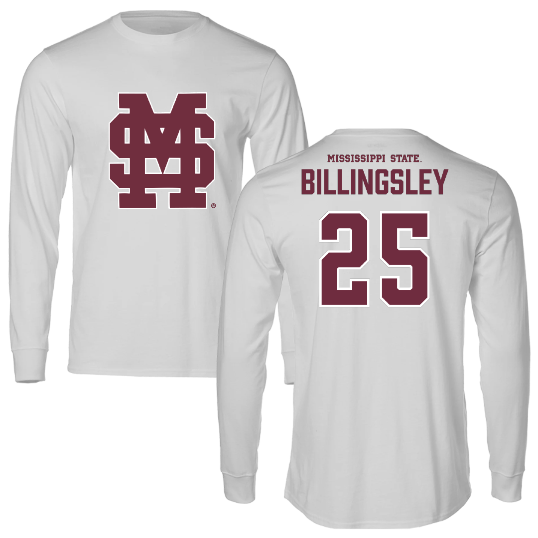 Mississippi State University Baseball Light Gray Baseball Long Sleeve - #25 Jr Billingsley