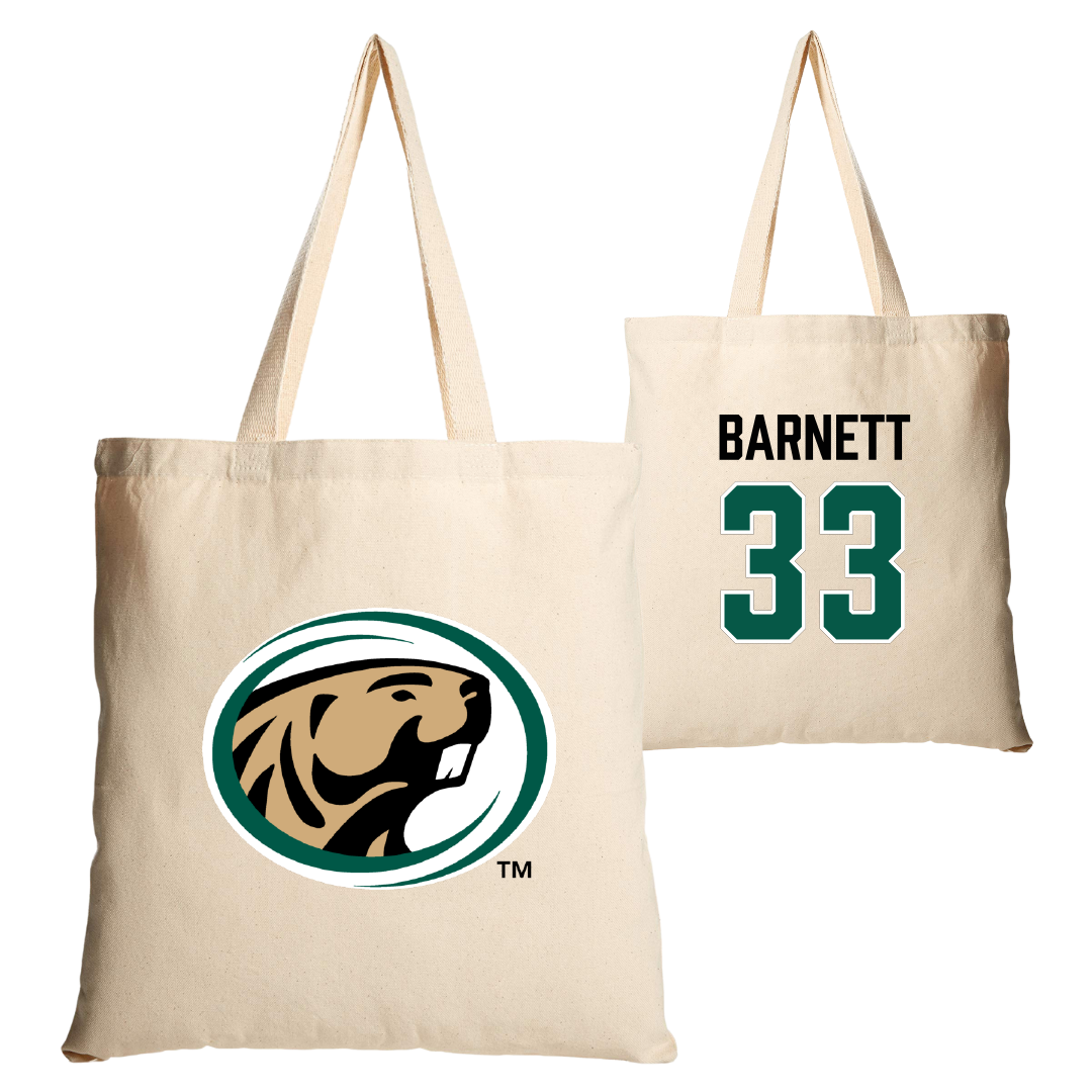 Bemidji State University Baseball Tan Canvas Tote Bag - #33 Jack Barnett