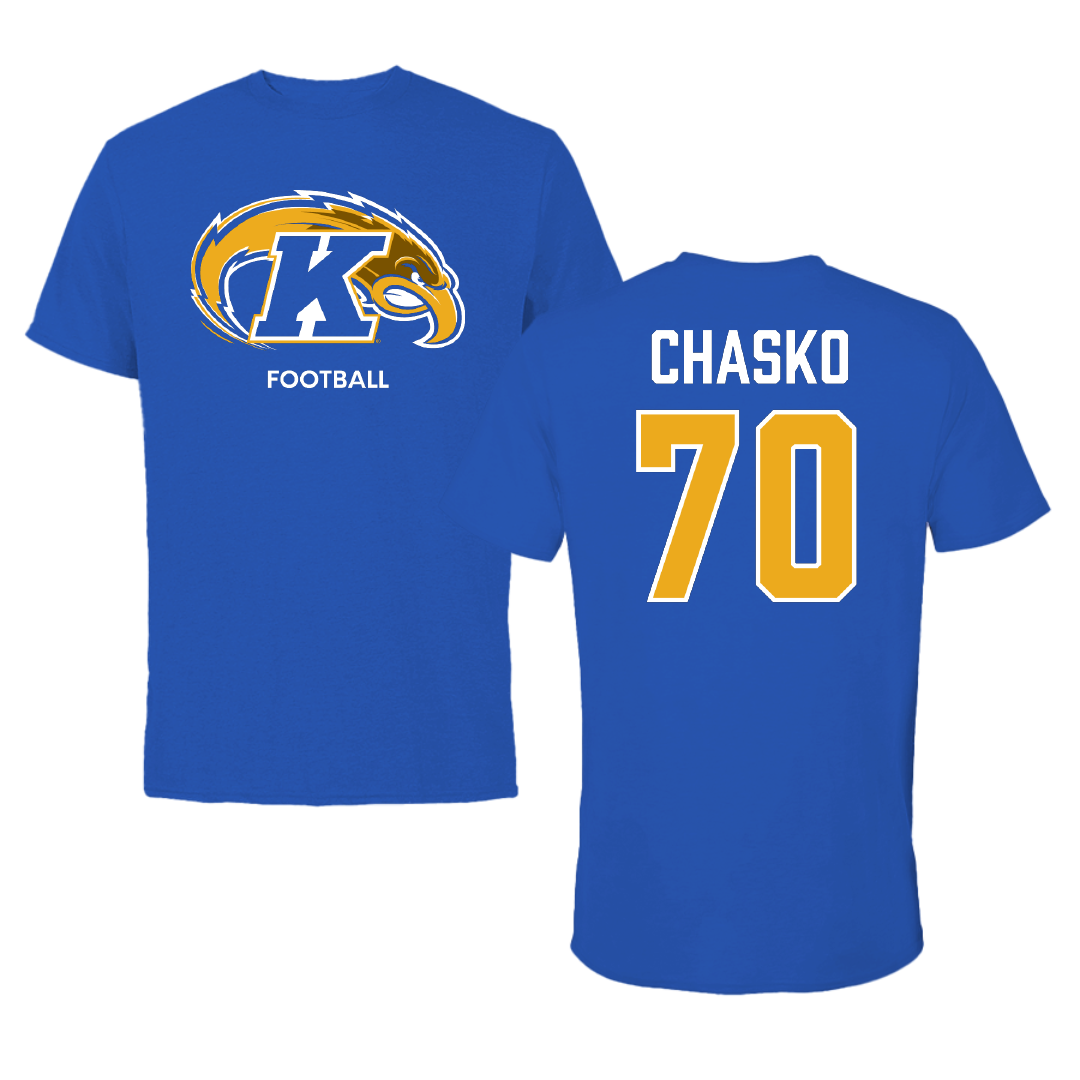 Kent State University Football Blue Tee - #70 Hudson Chasko