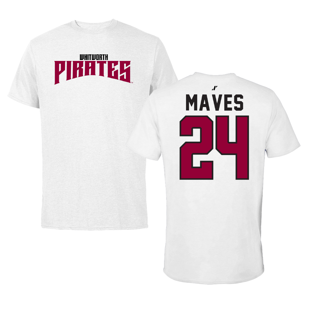 Whitworth University Basketball White Classic Tee - #24 Keely Maves