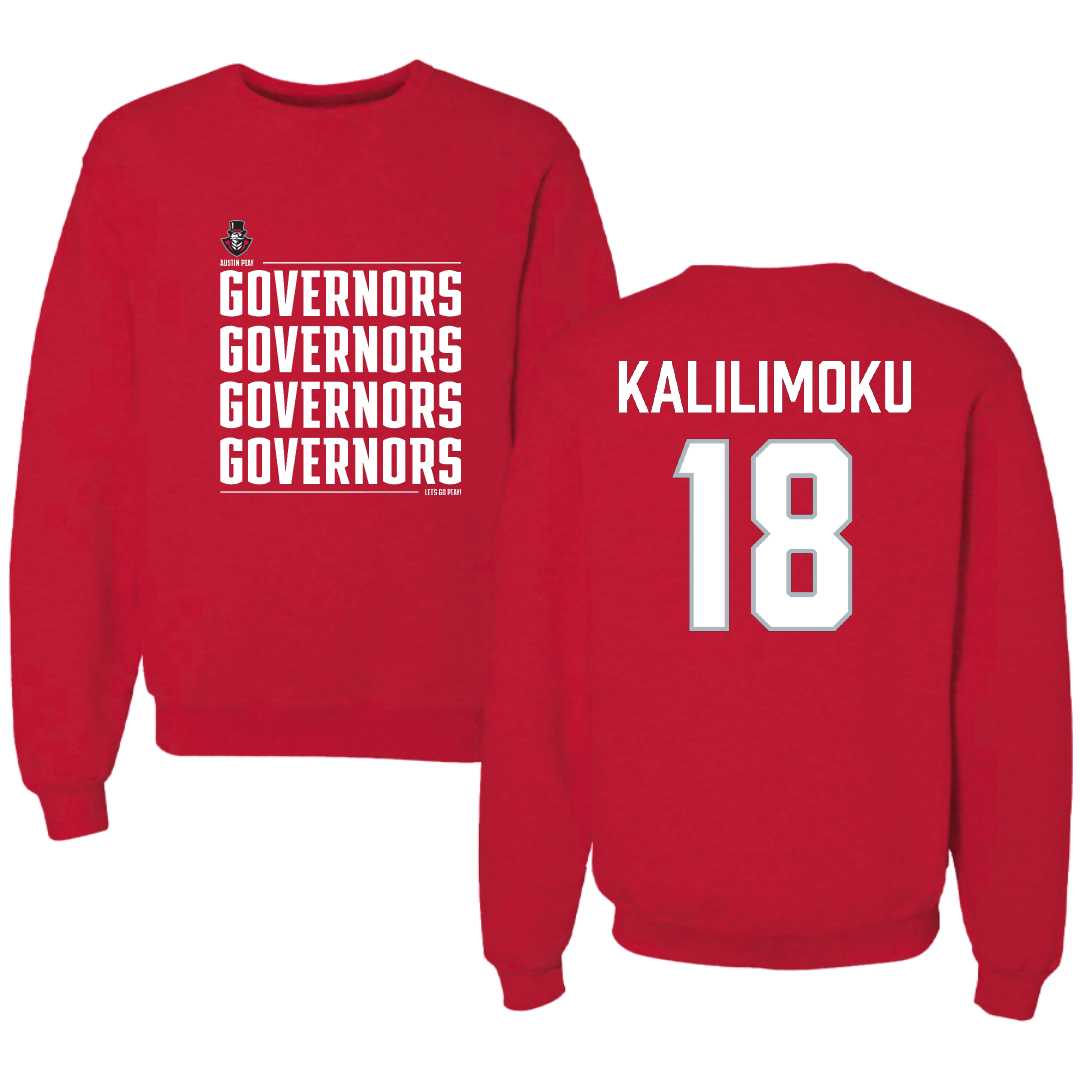 Austin Peay State University Soccer Red General Crewneck - #18 Zoey Kalilimoku
