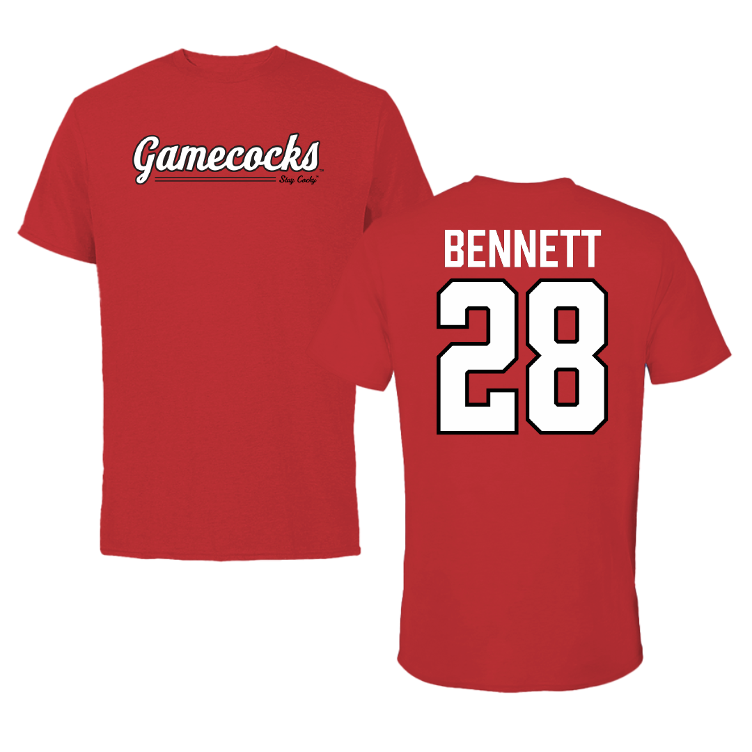Jacksonville State University Football Red General Performance Tee - #28 Reggion Bennett