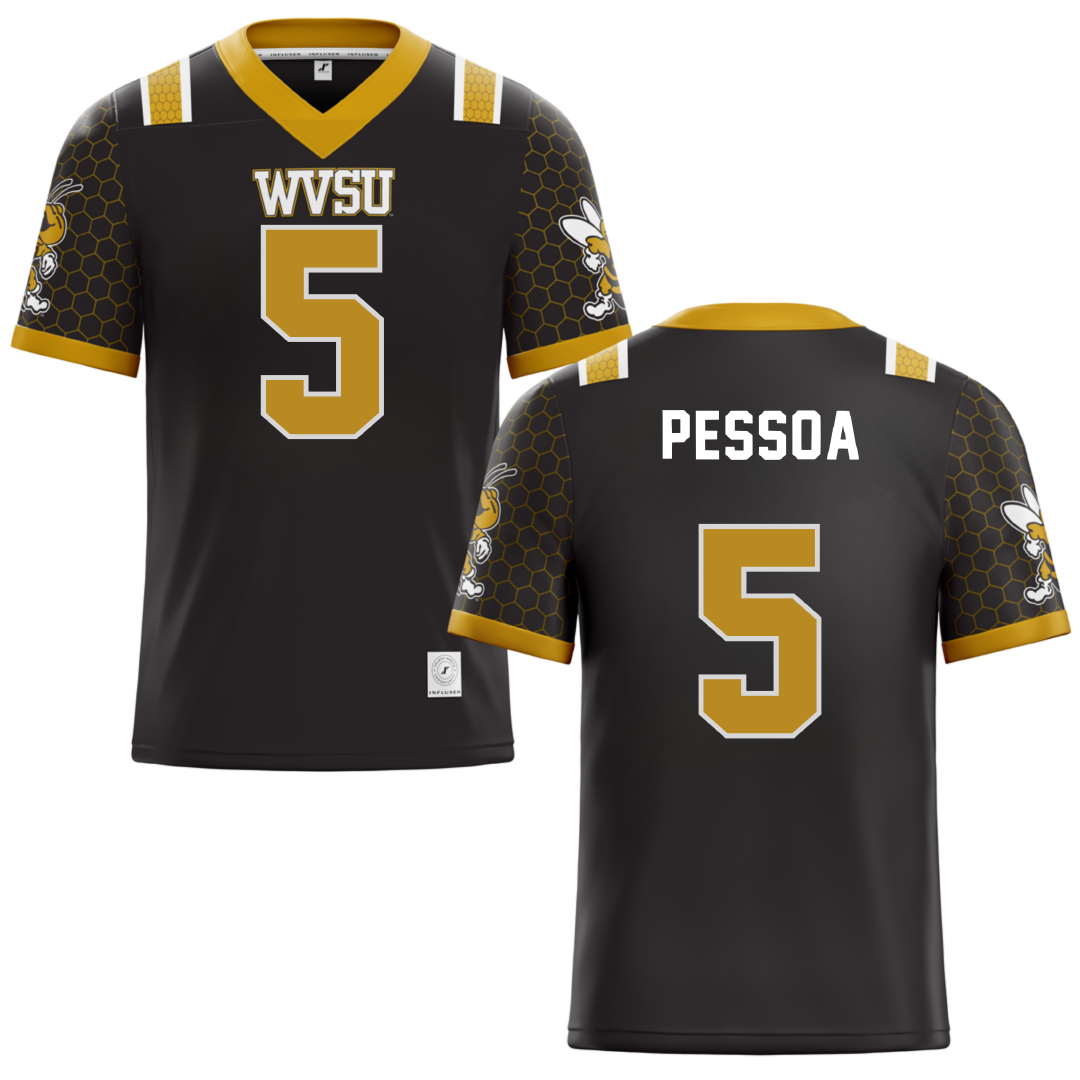 West Virginia State University Black Football Jersey - #5 Justin Pessoa