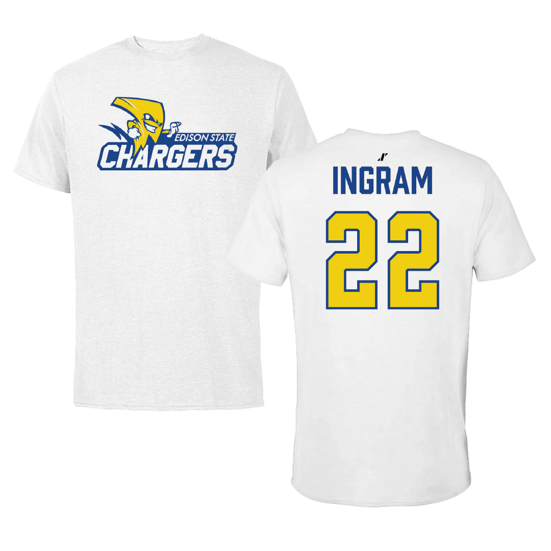 Edison State Community College Basketball White Tee - #22 Chylan Ingram