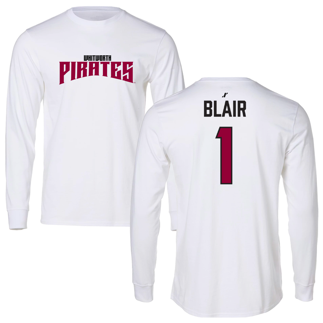 Whitworth University Baseball White Classic Long Sleeve - #1 Rylen Blair
