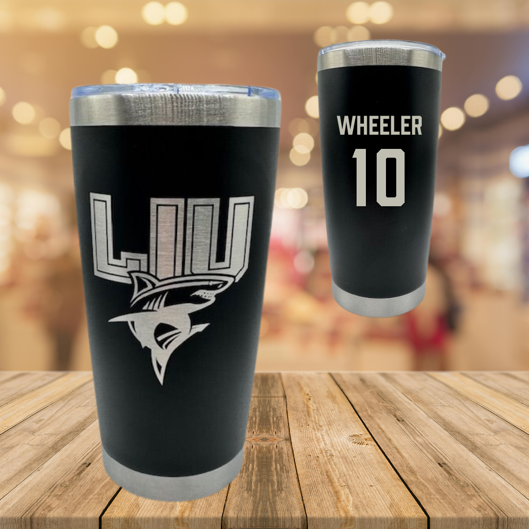 Long Island University Soccer (M) Black Stainless Steel Tumbler - #10 Londell Wheeler