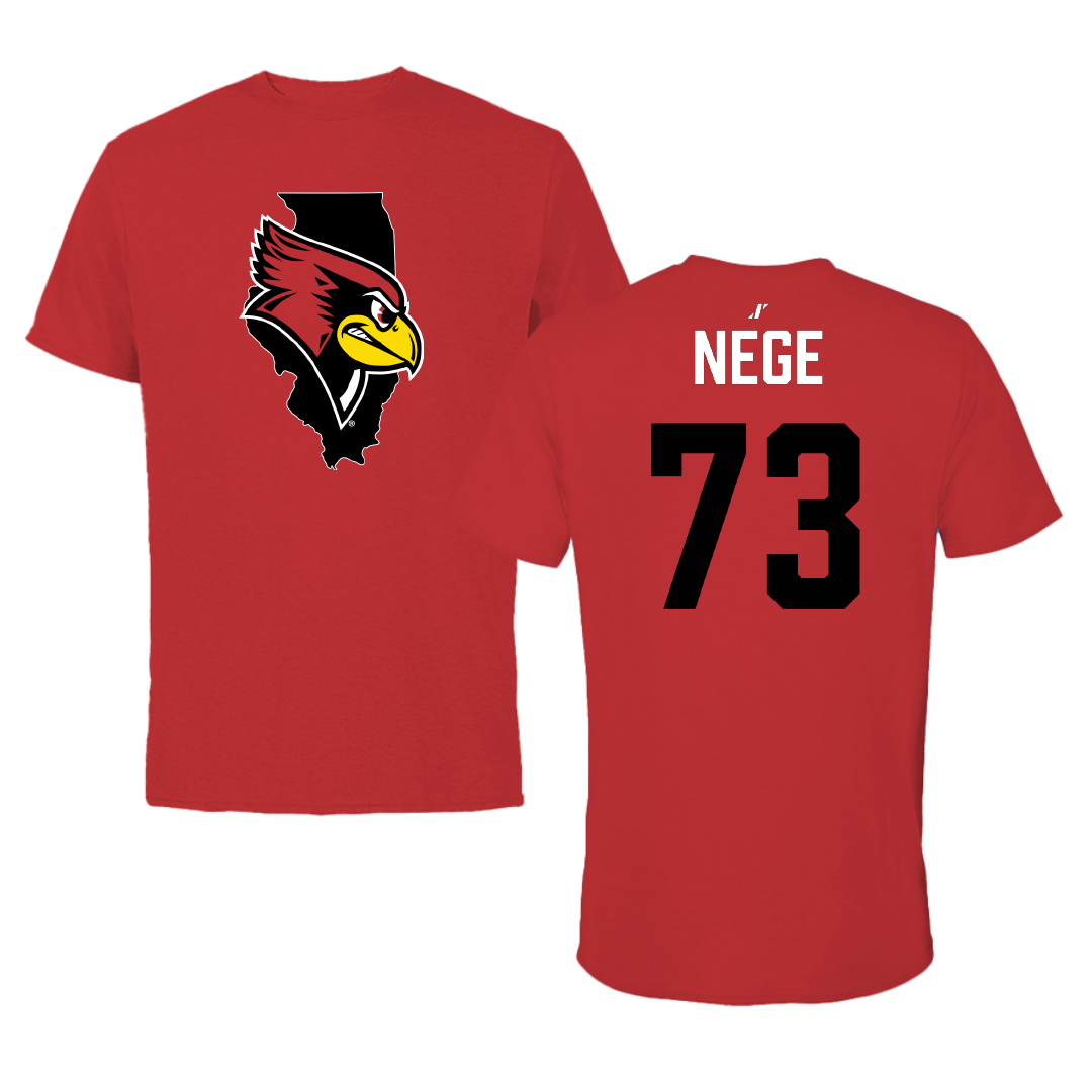 Illinois State University Football Red State Tee - #73 Gabriel Nege