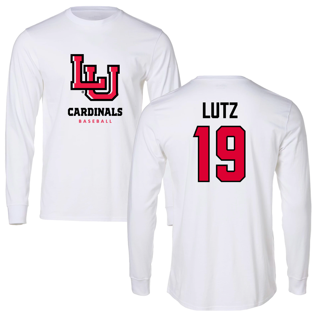 Lamar University Baseball White Performance Long Sleeve - #19 Travis Lutz