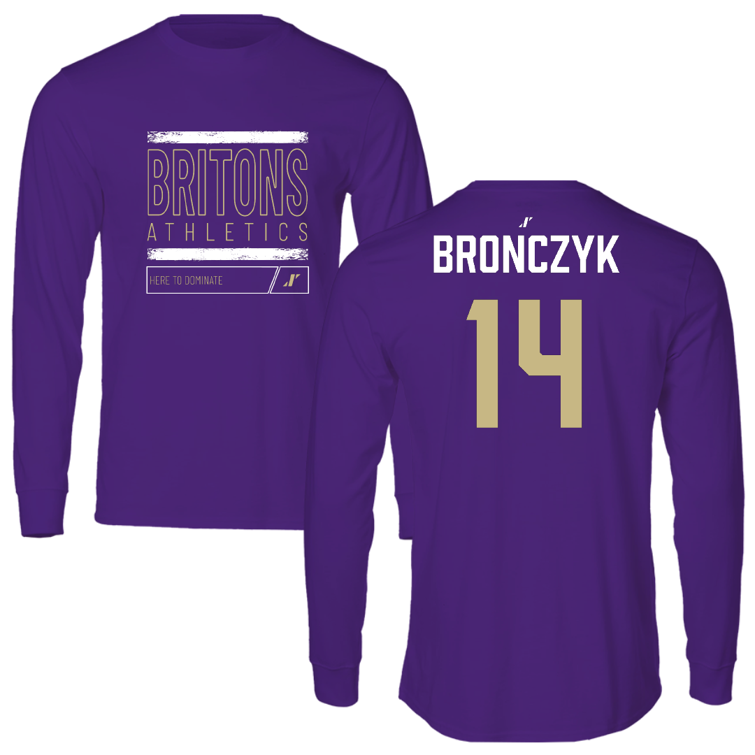 Albion College Baseball Purple Dominate Performance Long Sleeve - #14 Tyler Bronczyk
