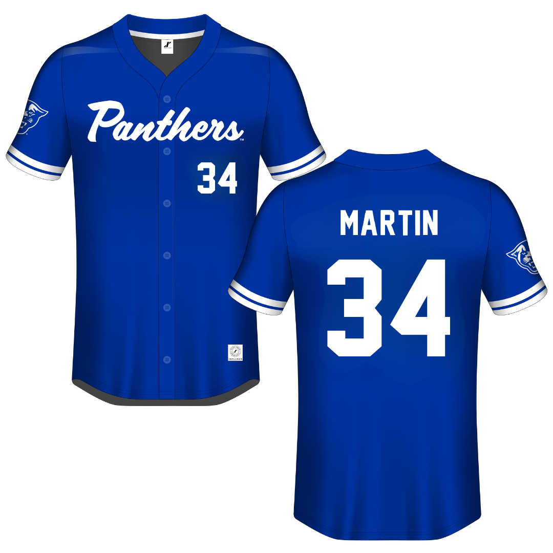 Georgia State University Blue Button-Down Jersey - #34 Jayden Martin