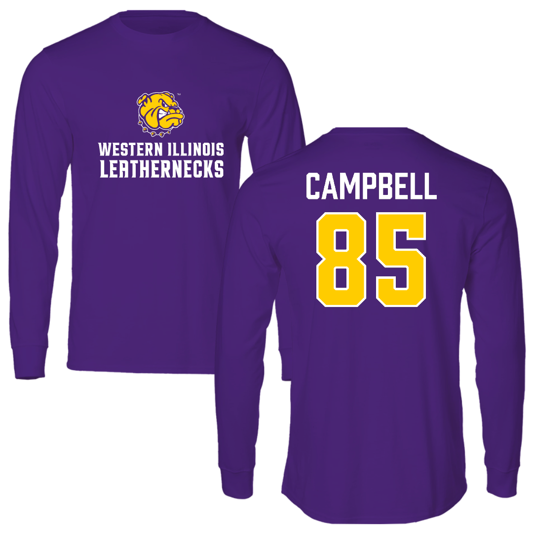 Western Illinois University Football Purple Performance Long Sleeve - #85 Carter Campbell